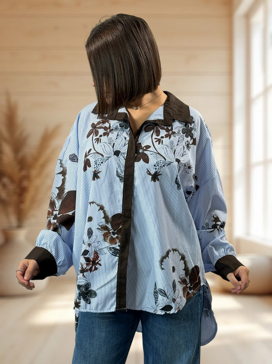 LILIBELLE - CHEMISE OVERSIZE A MOTIF JUSQU'A LA TAILLE 54