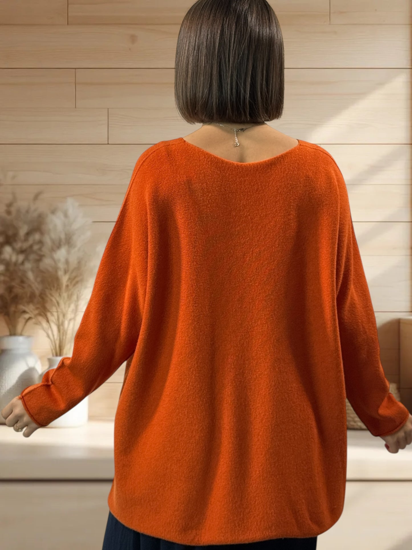 LARA - PULL OVERSIZE ROUX JUSQU'A LA TAILLE 54