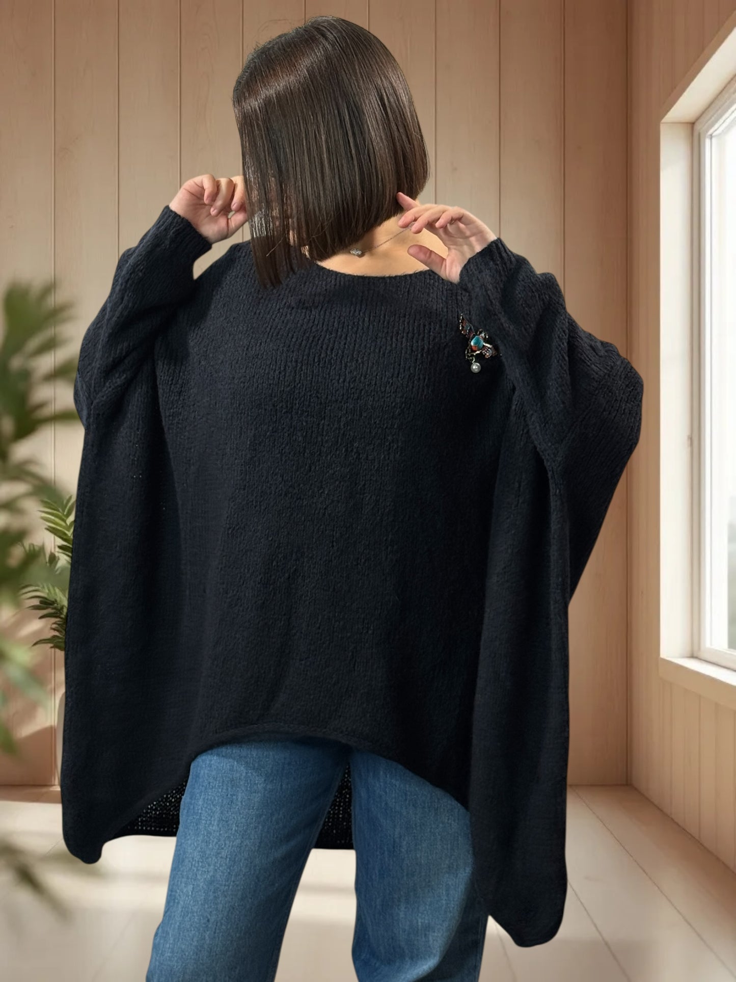 JULIA- PULL OVERSIZE MARINE JUSQU'A LA TAILLE 56/58