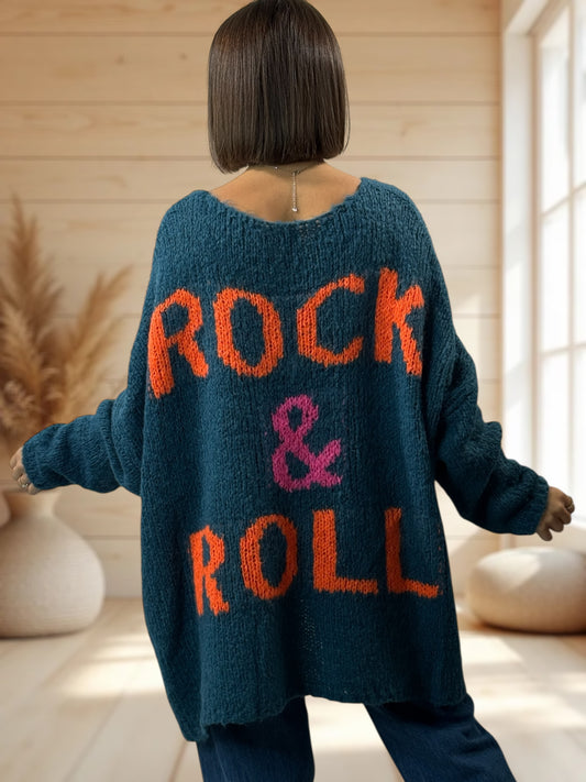 LUCKY - PULL BLEU OVERSIZE JUSQU'A LA TAILLE 56/58
