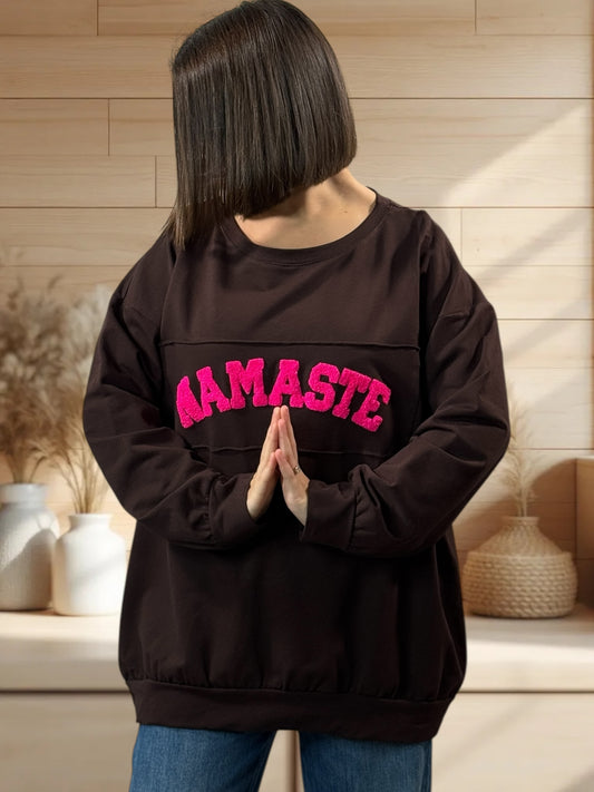 NAMASTE - SWEAT OVERSIZE MARRON JUSQU'A LA TAILLE 52
