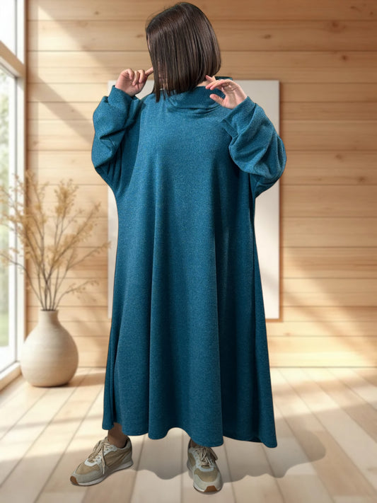 MILAN - ROBE OVERSIZE BLEU CANARD JUSQU'A LA TAILLE 60