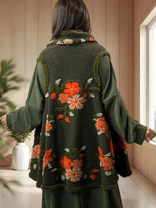 CHOCOLAT - GILET EN LAINE BOUILLIE JUSQU'A LA TAILLE 52
