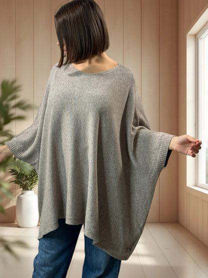 NICKO - PULL OVERSIZE TAUPE JUSQU'A LA TAILLE 60