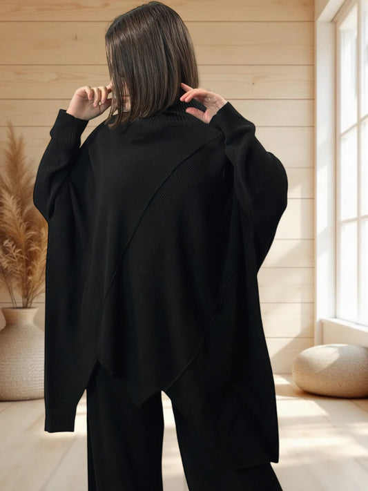 CLOE - ENSEMBLE EN MAILLE NOIR JUSQU'A LA TAILLE 50