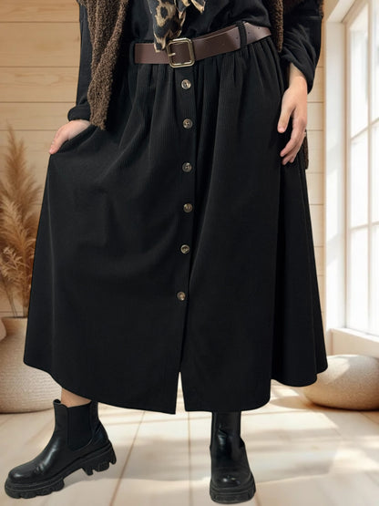 CAROLINA - JUPE EN VELOURS NOIR JUSQU'A LA TAILLE 52/54