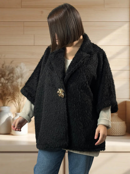 MAGUY - VESTE OVERSIZE NOIRE JUSQU'A LA TAILLE 54