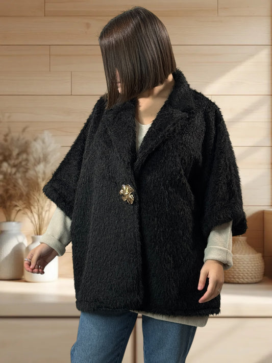 MAGUY - VESTE OVERSIZE NOIRE JUSQU'A LA TAILLE 54