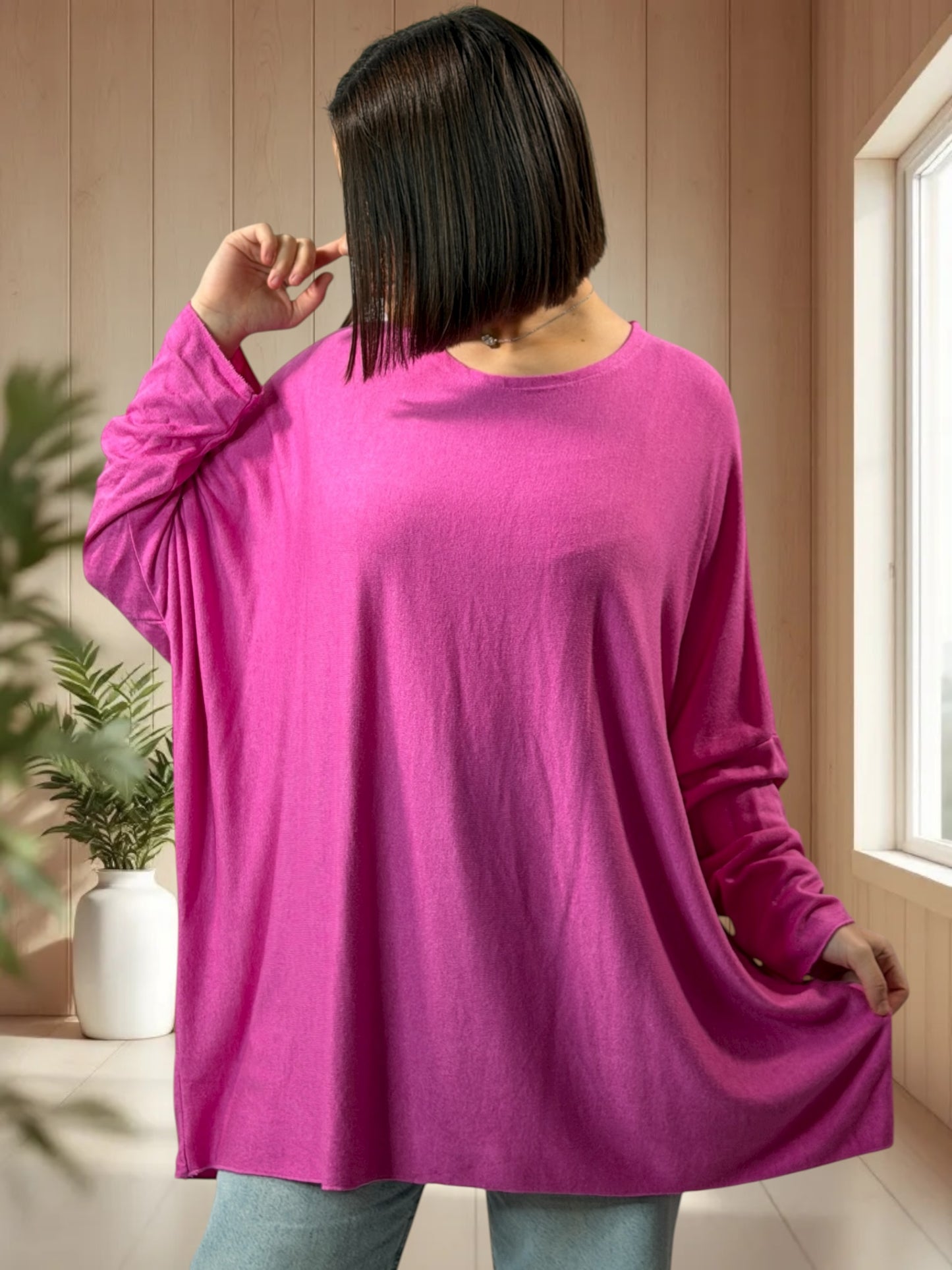 CAPRIO - PULL FUCHSIA EN MAILLE FLUIDE JUSQU'A LA TAILLE 54