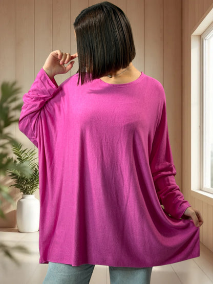 CAPRIO - PULL FUCHSIA EN MAILLE FLUIDE JUSQU'A LA TAILLE 54