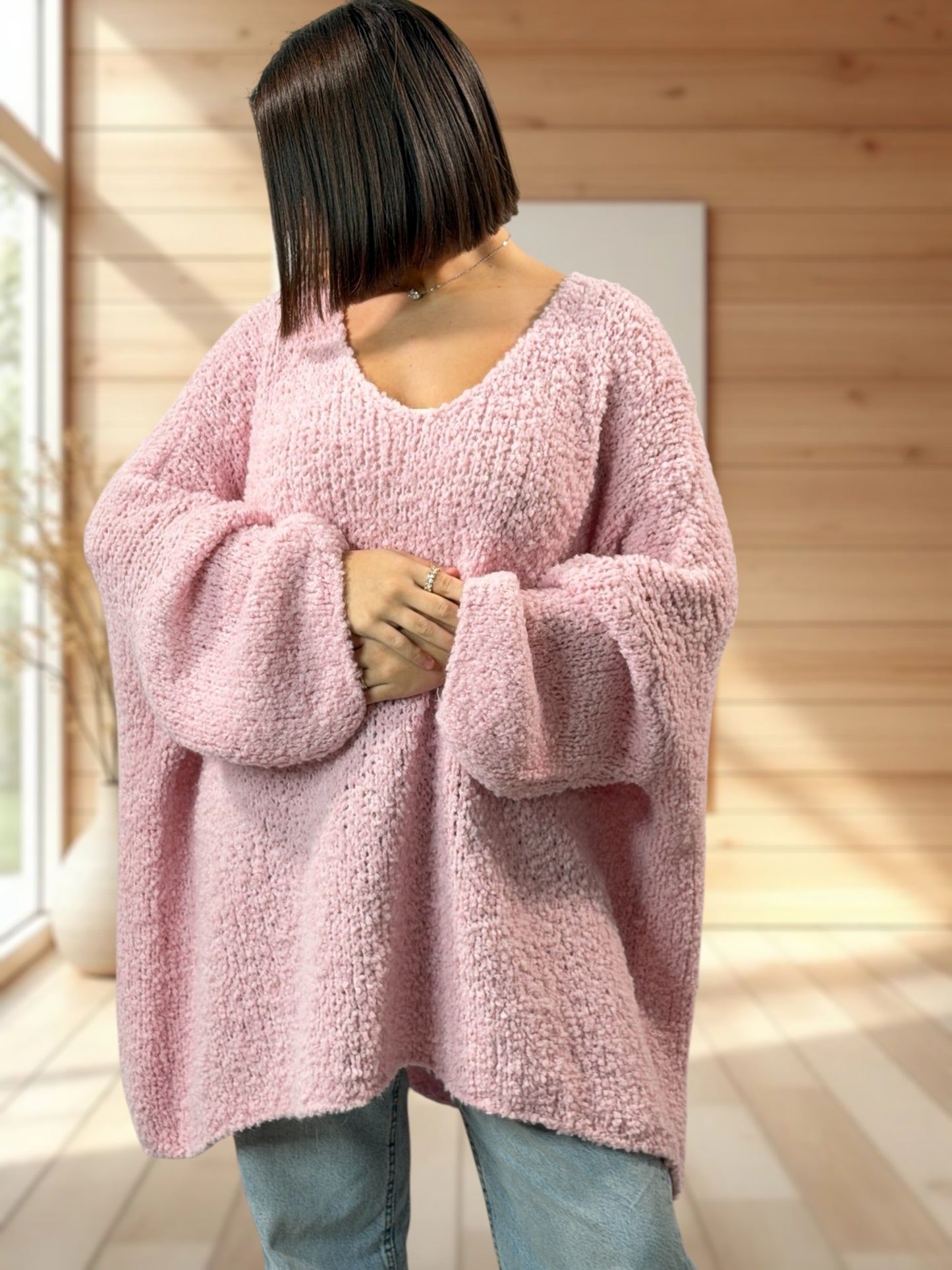 LAETITIA - PULL ROSE OVERSIZE JUSQU'A LA TAILLE 58