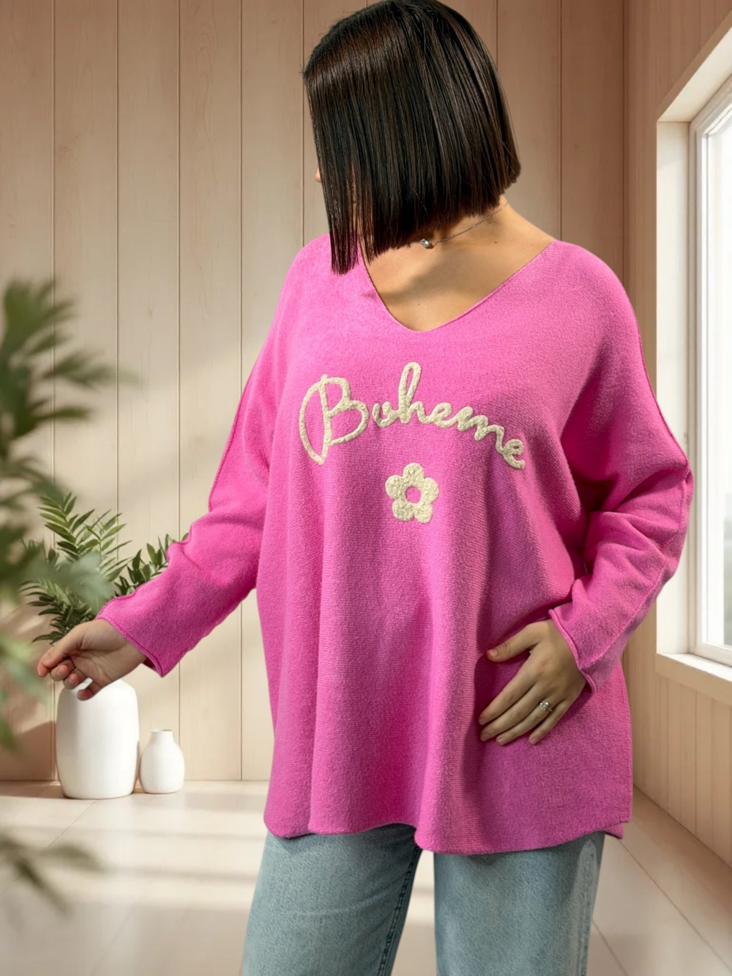 ORLANE - PULL OVERSIZE ROSE JUSQU'A LA TAILLE 54