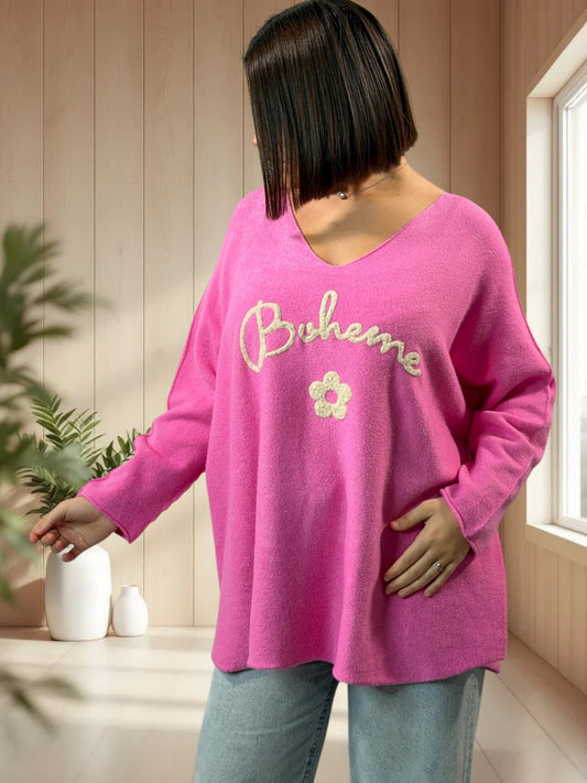 ORLANE - PULL OVERSIZE ROSE JUSQU'A LA TAILLE 54