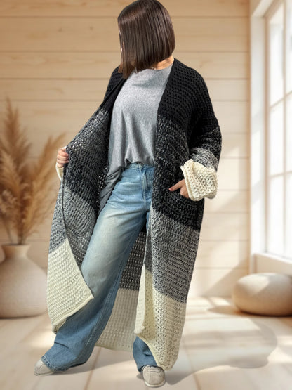 BILBAO - LONG GILET OVERSIZE 2 POCHES JUSQU'A LA TAILLE 54