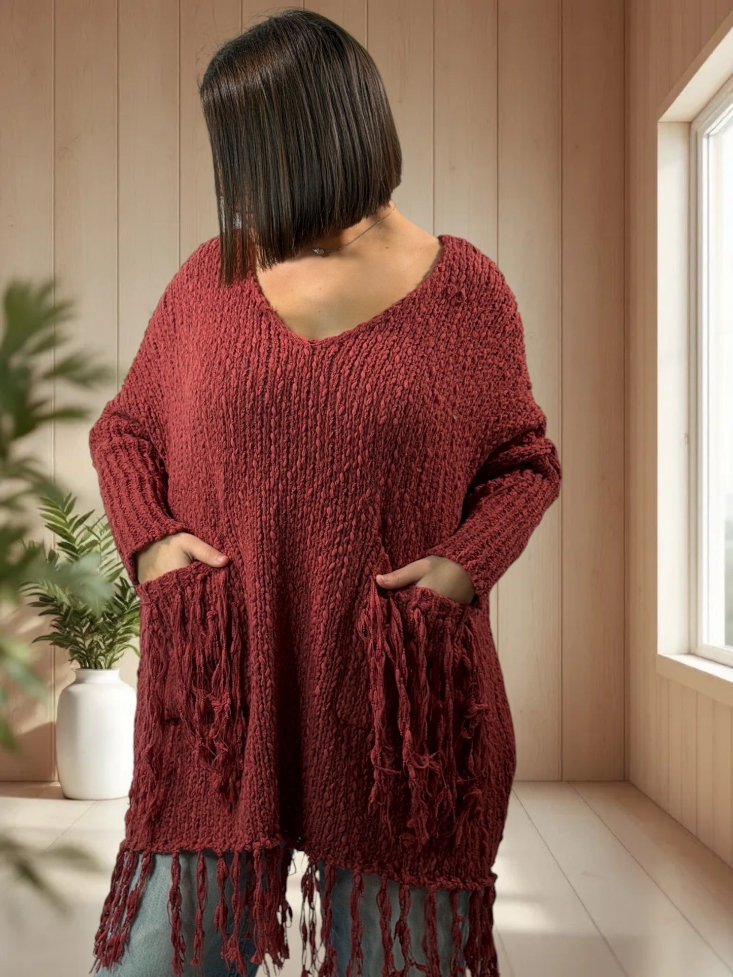 SHEILA - PULL OVERSIZE TERRACOTTA JUSQU'A LA TAILLE 56