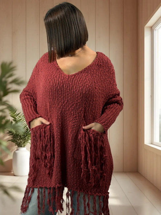 SHEILA - PULL OVERSIZE TERRACOTTA JUSQU'A LA TAILLE 56