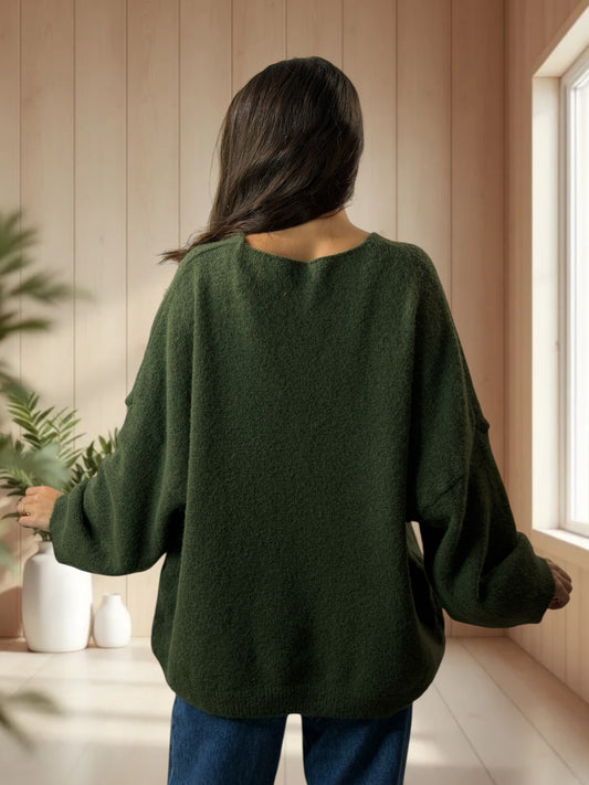 CLAUDIO - PULL KAKI LOGO BOHEME JUSQU'A LA TAILLE 54/56