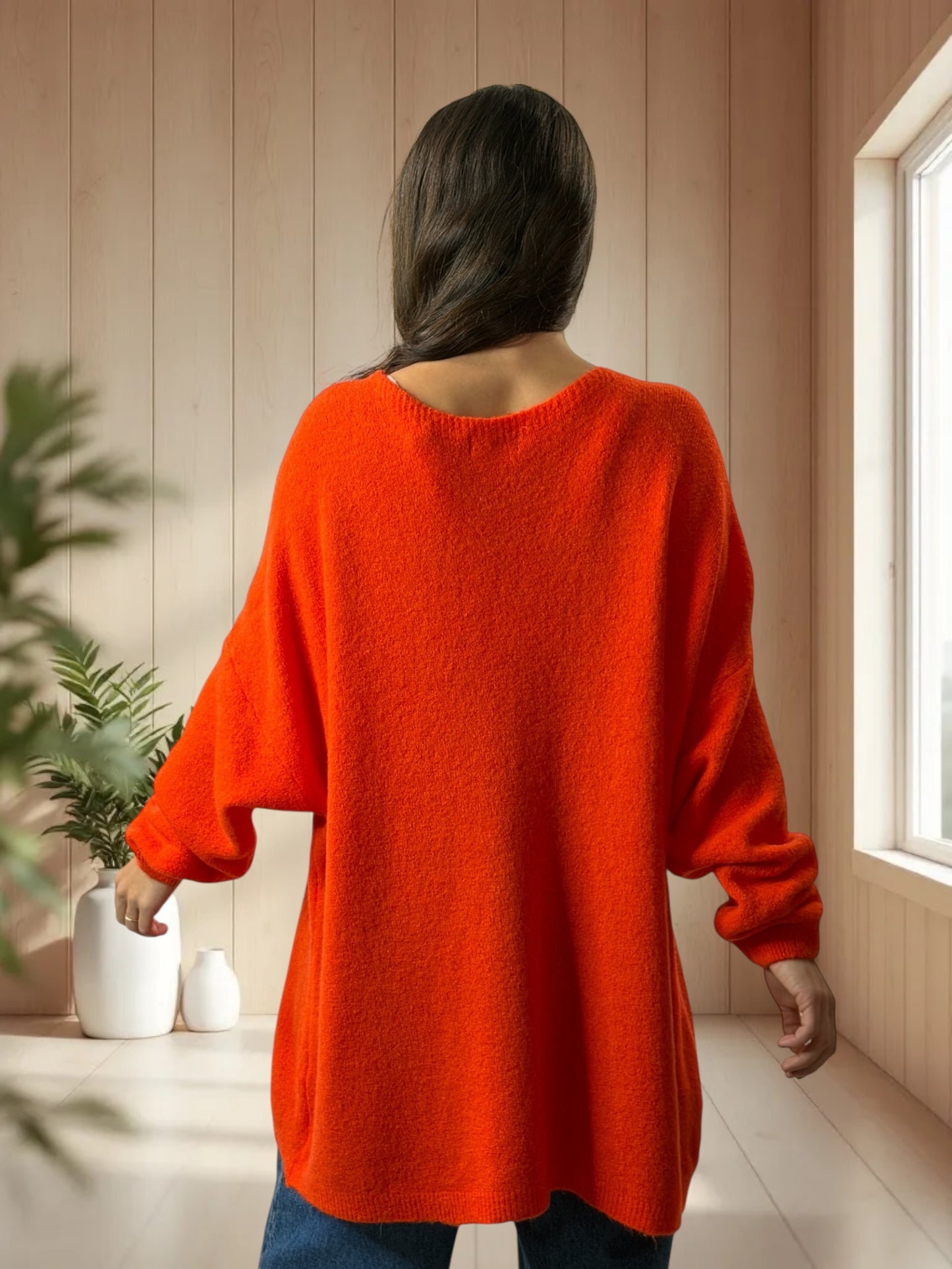 MICK - PULL OVERSIZE ORANGE AVEC ALPAGA JUSQU'A LA TAILLE 56