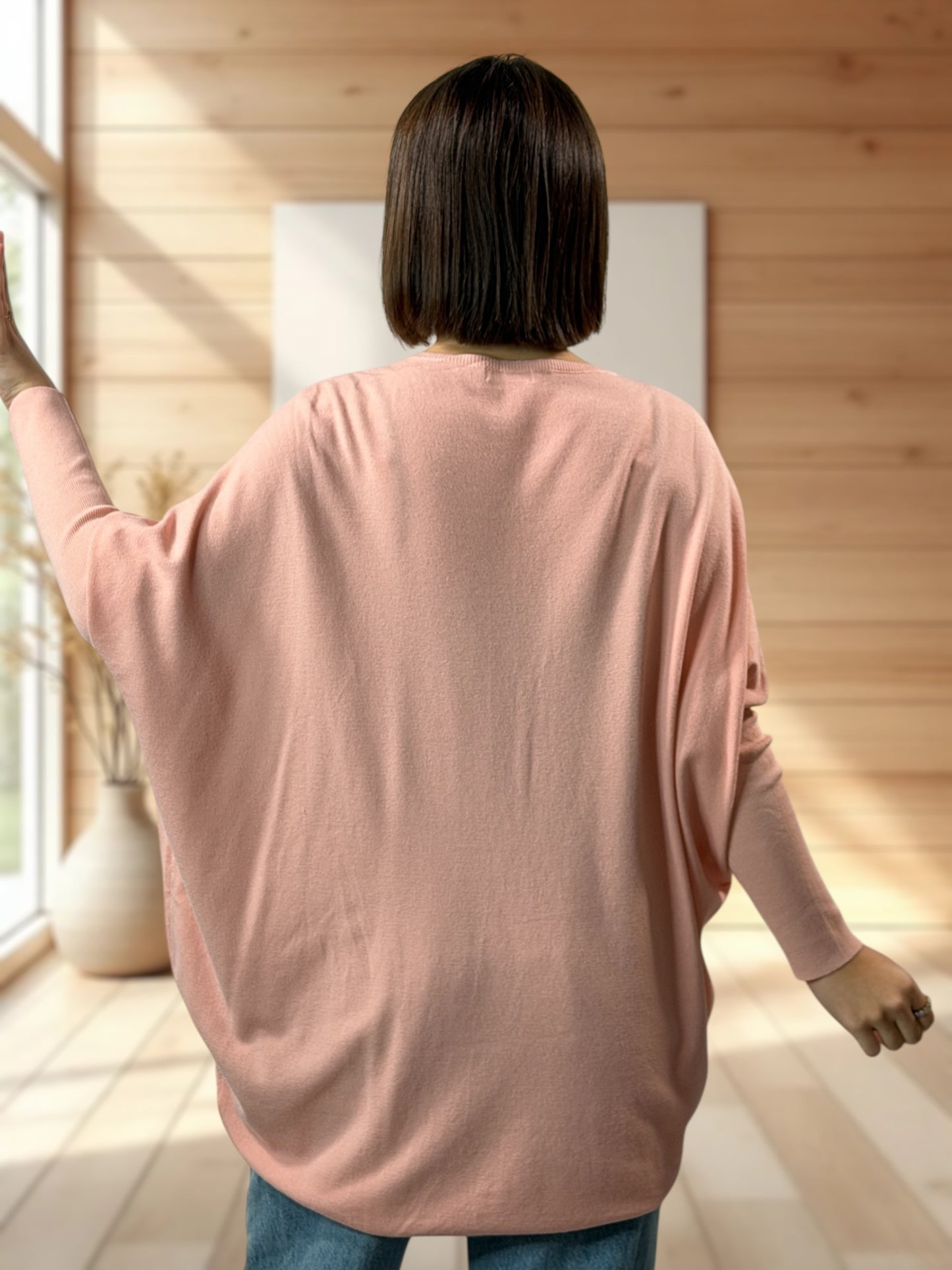 FLOCON - PULL ROSE ETOILE ET PERLE JUSQU'A LA TAILLE 52/54