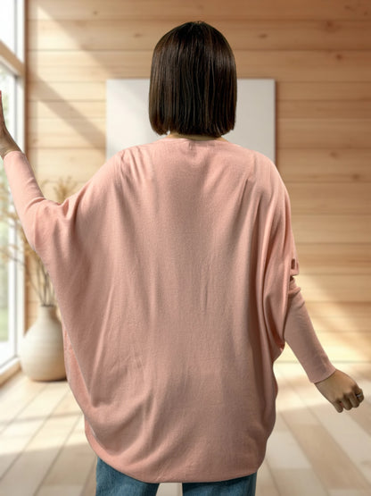 FLOCON - PULL ROSE ETOILE ET PERLE JUSQU'A LA TAILLE 52/54