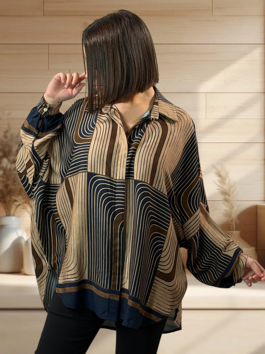 RACHEL - CHEMISE OVERSIZE A MOTIF JUSQU'A LA TAILLE 54