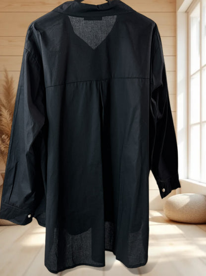 ANGIE - CHEMISE NOIRE AVEC CRAVATE JUSQU'A LA TAILLE 52