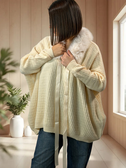 JOY - PULL COL EN FAUSSE FOURRURE JUSQU'A LA TAILLE 54