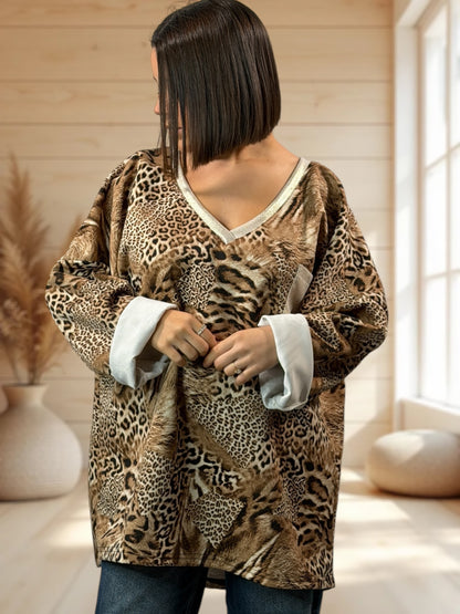 CLARENCE - SWEAT OVERSIZE MOTIF PANTHERE JUSQU'A LA TAILLE 54