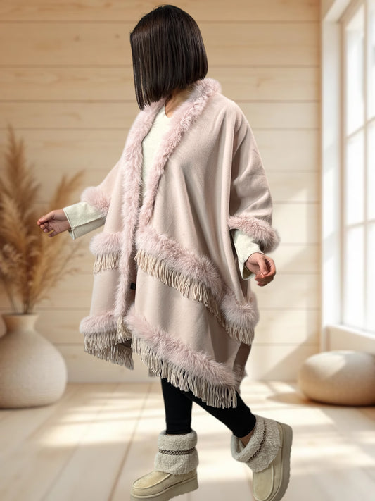 MAGNOLIA - CAPE ROSE FAUSSE FOURRURE