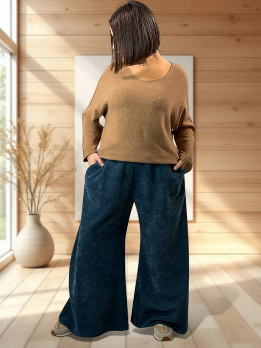 MARVIN - PANTALON EN VELOURS BLEU TAILLE 46 A 54