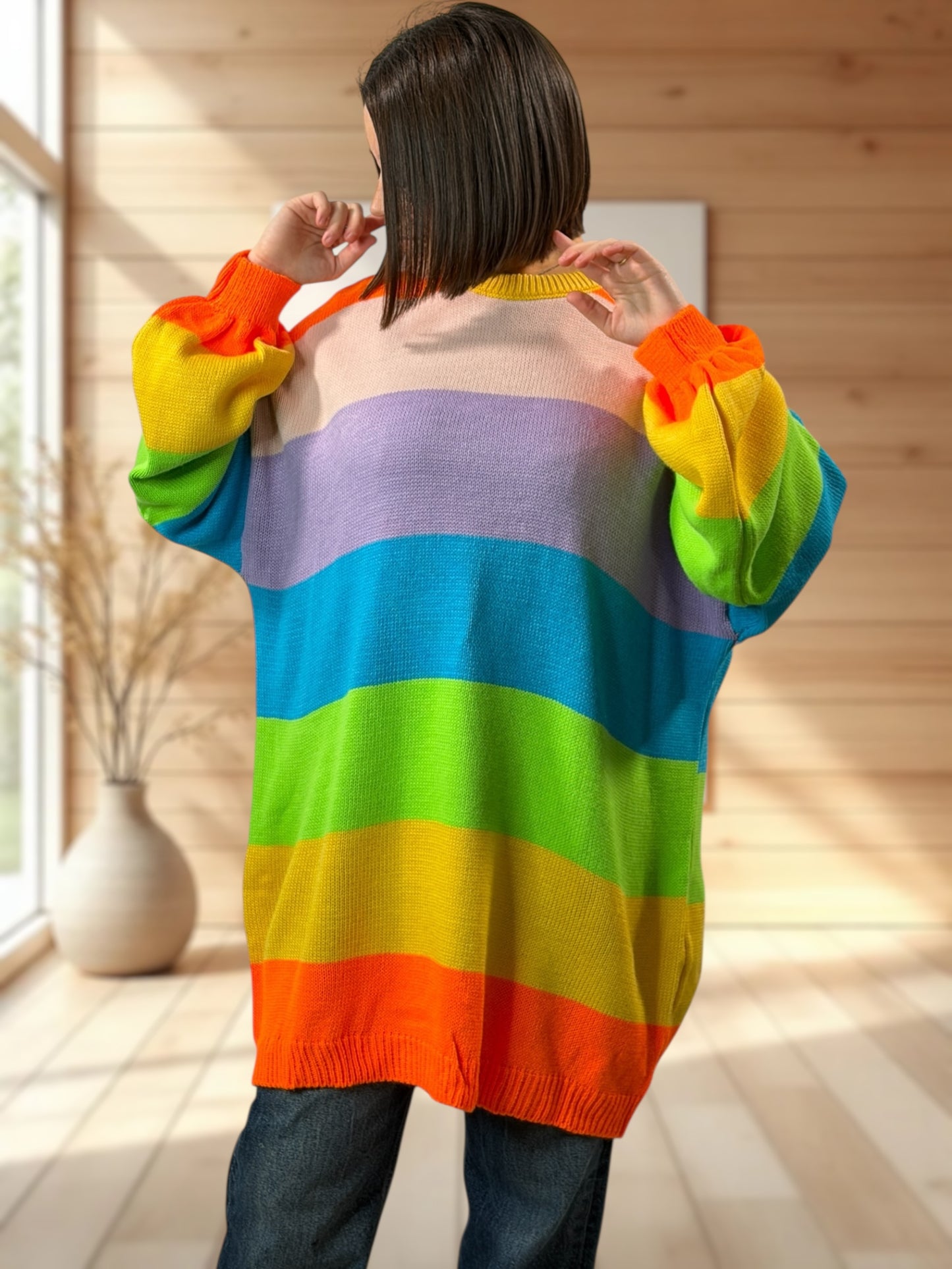 BARBARA - PULL A RAYURE MULTICOLORE JUSQU'A LA TAILLE 56