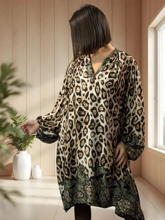 ISABELLA - ROBE FLUIDE A MOTIF LEOPARD OVERSIZE JUSQU'A LA TAILLE 54