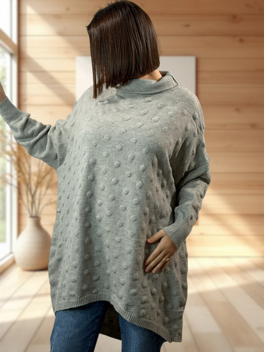 CAMILLA - PULL GRIS OVERSIZE JUSQU'A LA TAILLE 56