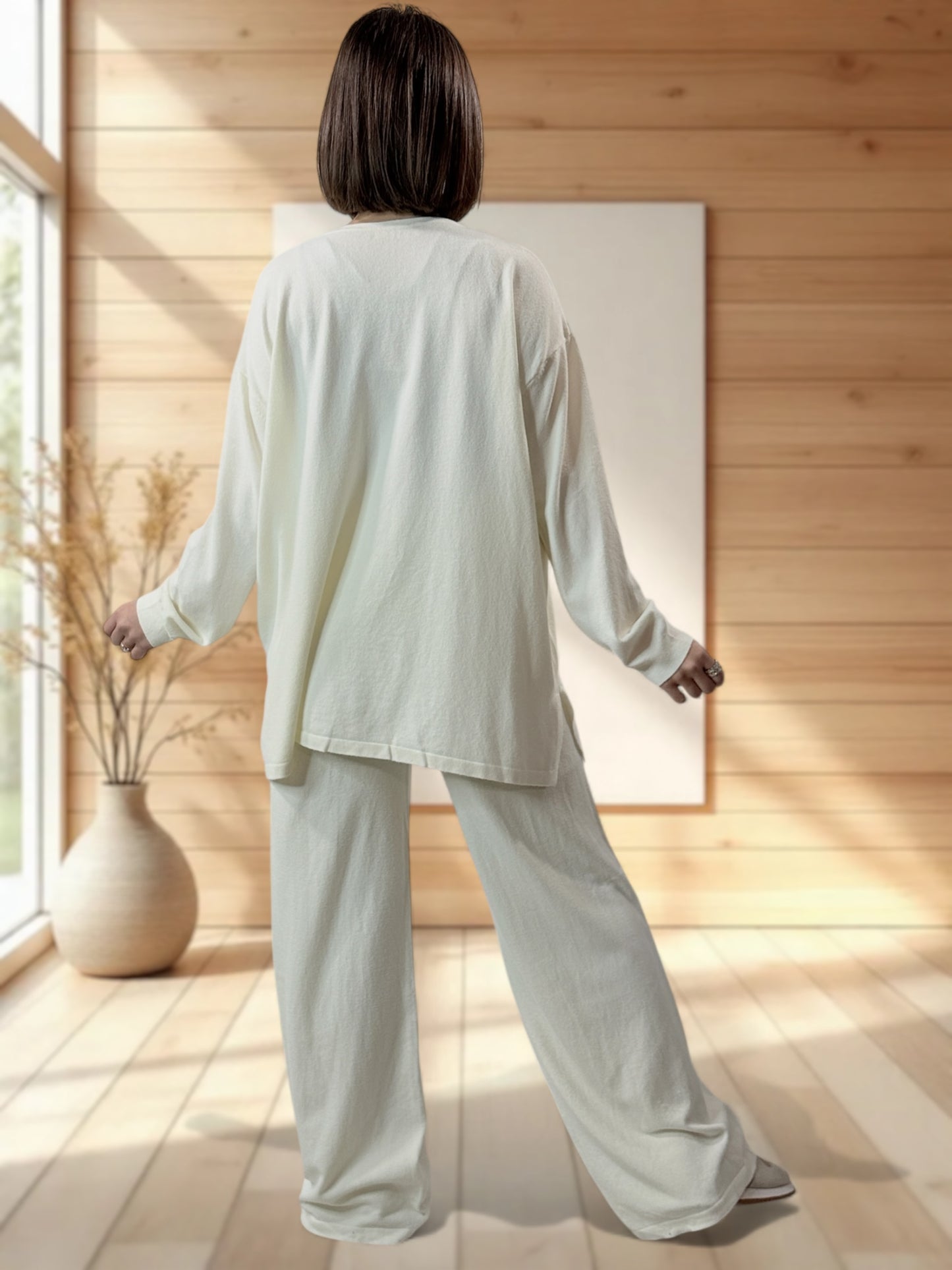 CLEMENTINE - ENSEMBLE EN MAILLE BLANC CASSE JUSQU'A LA TAILLE 50