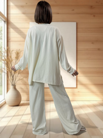 CLEMENTINE - ENSEMBLE EN MAILLE BLANC CASSE JUSQU'A LA TAILLE 50