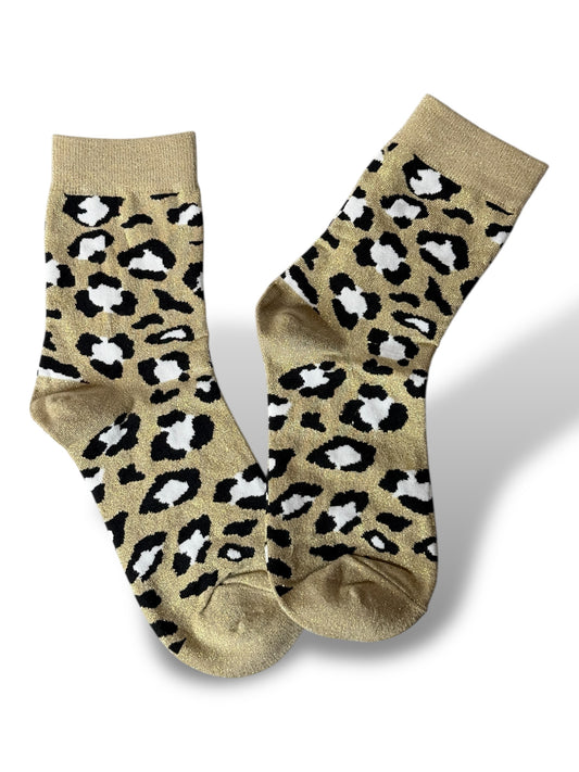 CHAUSSETTES SCINTILLANTES LEOPARD DORE