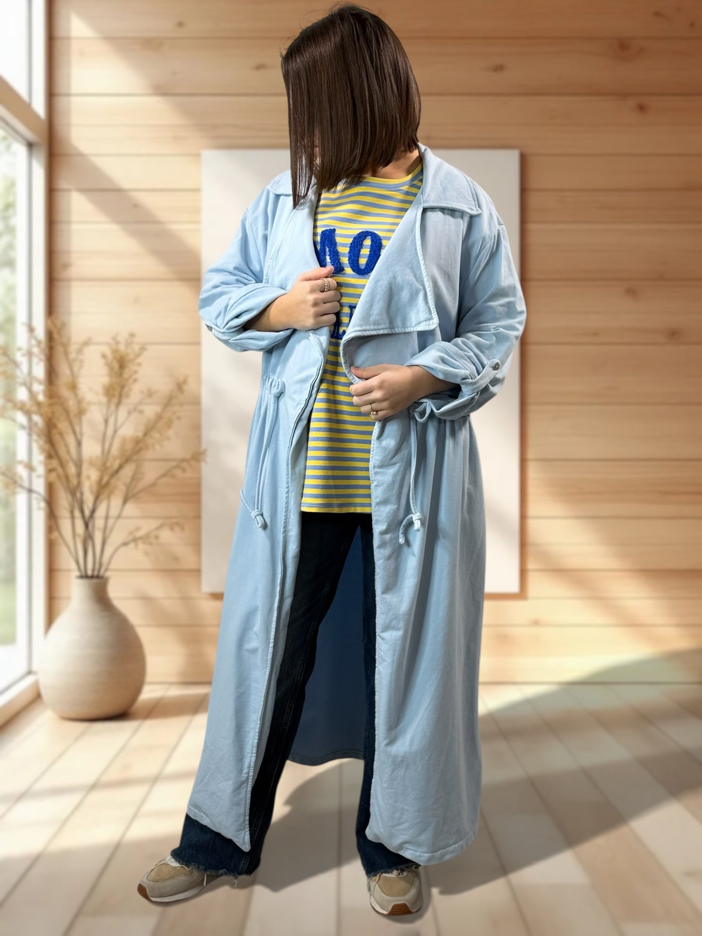 VANINA - TRENCH BLEU CIEL EN SWEAT JUSQU'A LA TAILLE 52