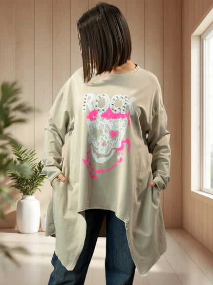 MARLON - SWEAT OVERSIZE BEIGE JUSQU'A LA TAILLE 54
