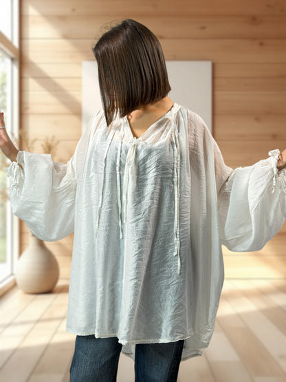 ANGELICA  - TUNIQUE OVERSIZE BLANCHE JUSQU'A LA TAILLE 60
