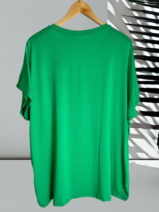 MARIO - T-SHIRT VERT EN VISCOSE JUSQU'A LA TAILLE 56/58
