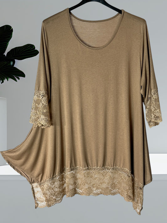 CINDY - TOP CAMEL TAILLE 46 A 56/58