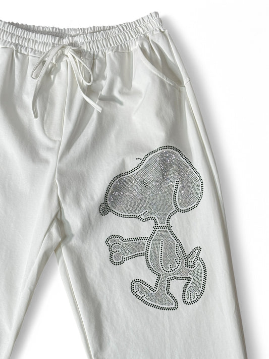 SNOOPY- PANTALON SPORTSWEAR BLANC TAILLE 46/48 A 52 voir 54