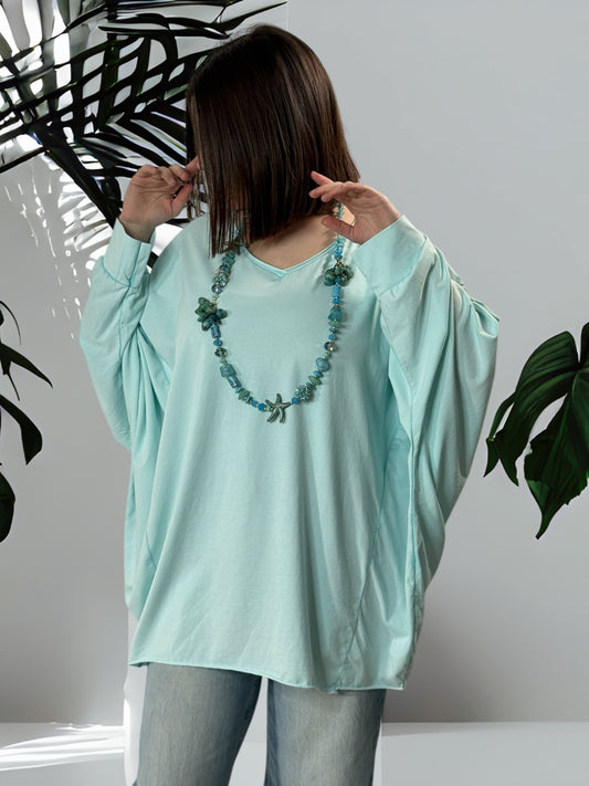MARINO - T-SHIRT LAGON EN COTON OVERSIZE JUSQU'A LA TAILLE 56