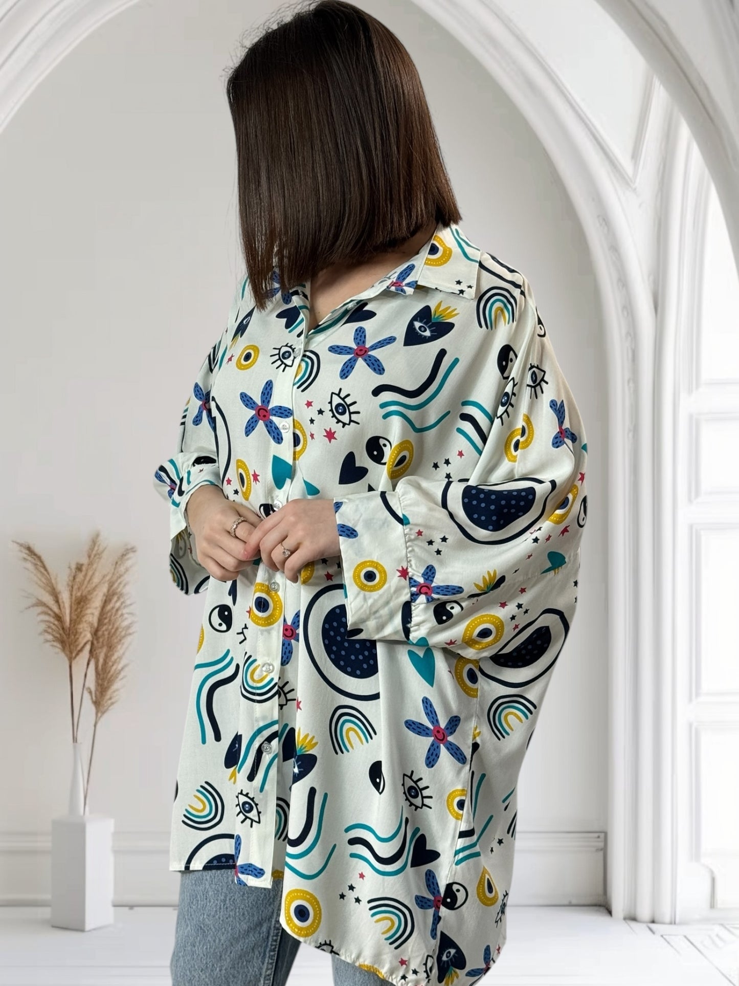 SOLENE - TUNIQUE OVERSIZE A MOTIF JUSQU'A LA TAILLE 54