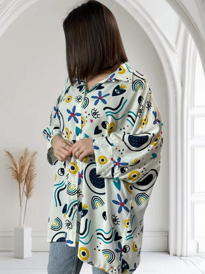 SOLENE - TUNIQUE OVERSIZE A MOTIF JUSQU'A LA TAILLE 54