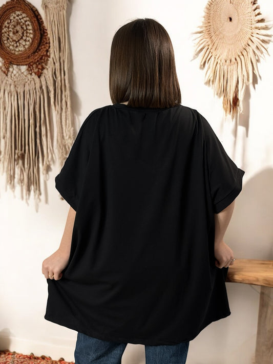 NINO - T-SHIRT NOIR MOTIF AMOUR JUSQU'A LA TAILLE 58