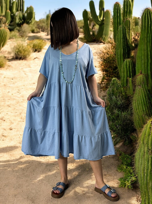 ELSA - ROBE BLEU CIEL OVERSIZE JUSQU'A LA TAILLE 56