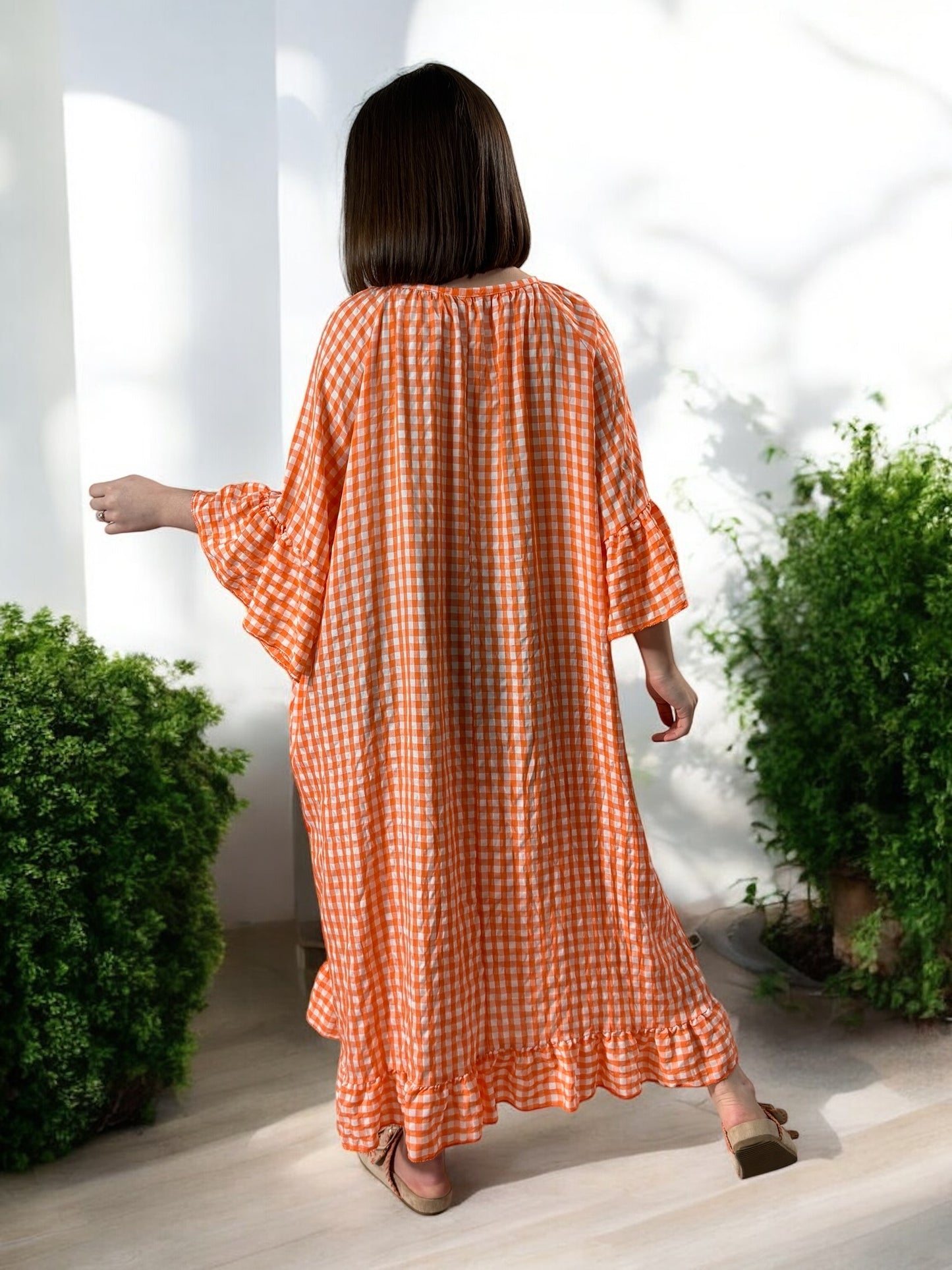 ST TROPEZ - ROBE VICHY ORANGE JUSQU'A LA TAILLE 52