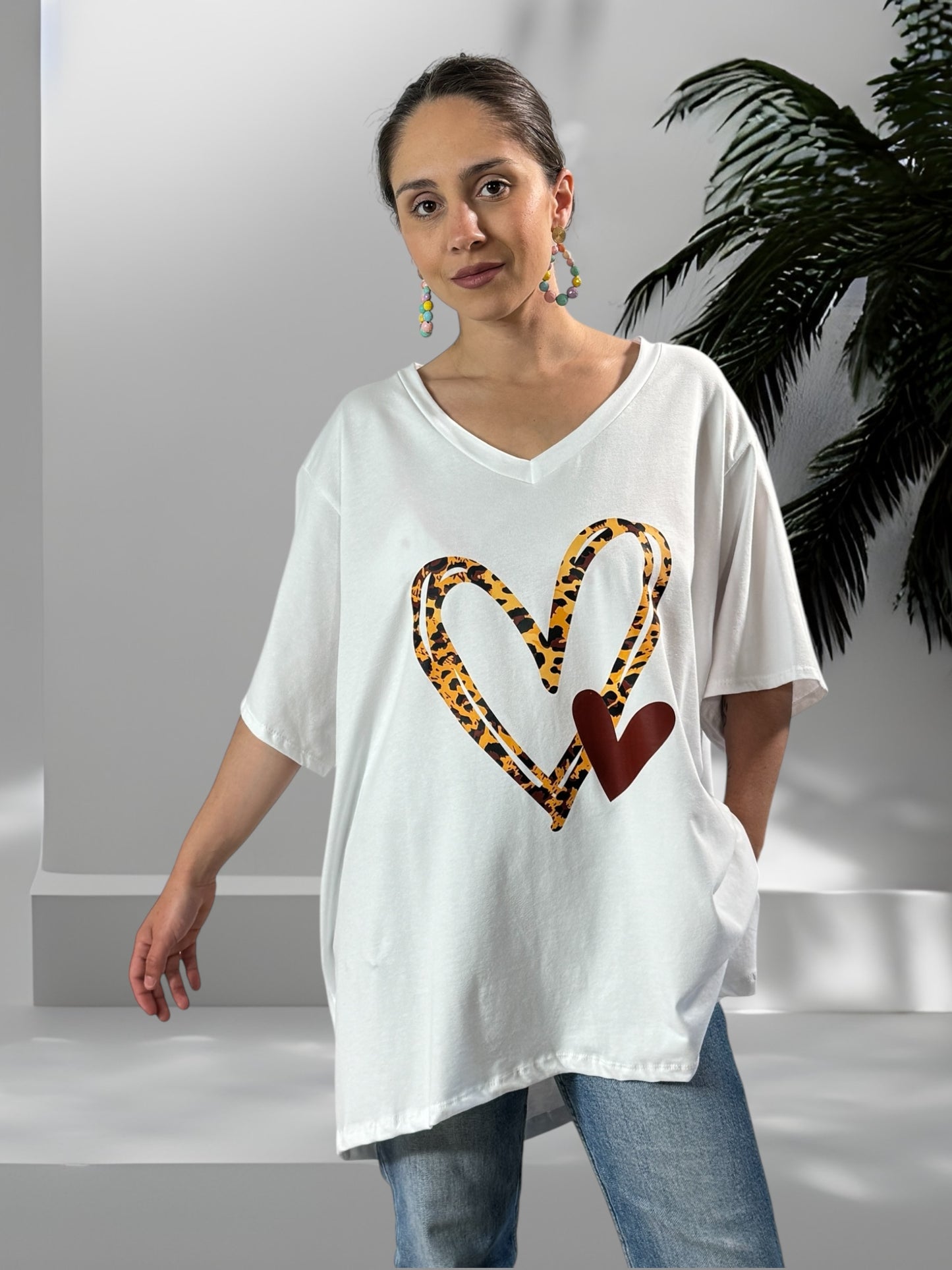 MARIUS - T-SHIRT BLANC MOTIF COEUR JUSQU'A LA TAILLE 56