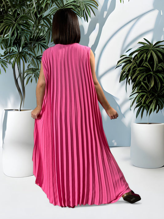 COCKTAIL - ENSEMBLE ROSE TUNIQUE ET PANTALON  OVERSIZE JUSQU'A LA TAILLE 56